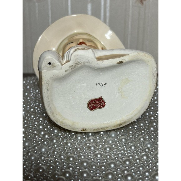 Vintage 1950s Lady Head Vase Lefton 1736 6" Blonde with Jeweled Necklace - Picture 10 of 10